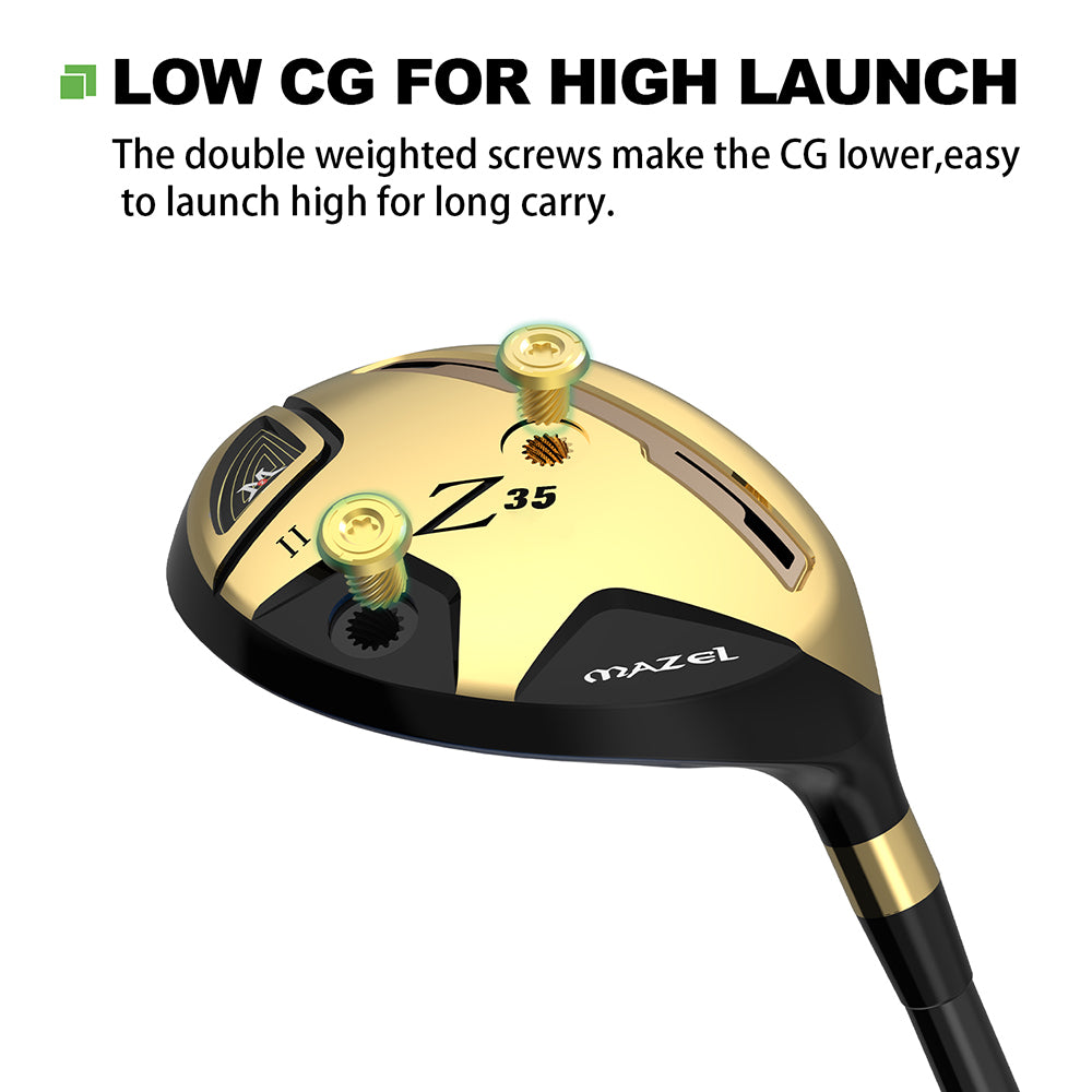 mazel golf 3 4 hybrid gold RH double weighted screw