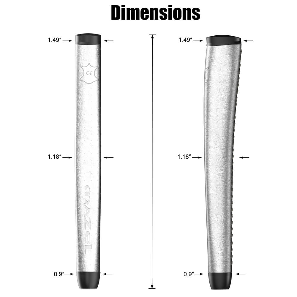 mazel golf leather putter grip silver 7