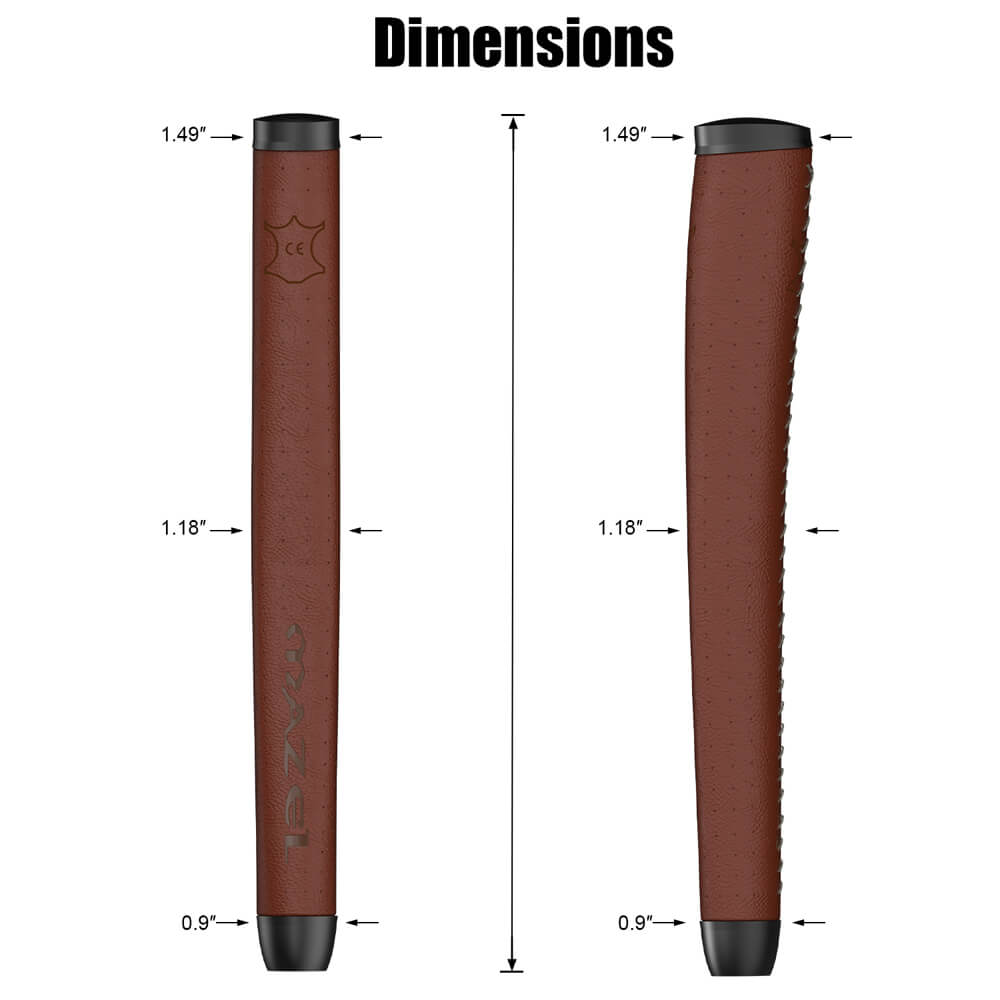 mazel golf leather putter grip brown 6