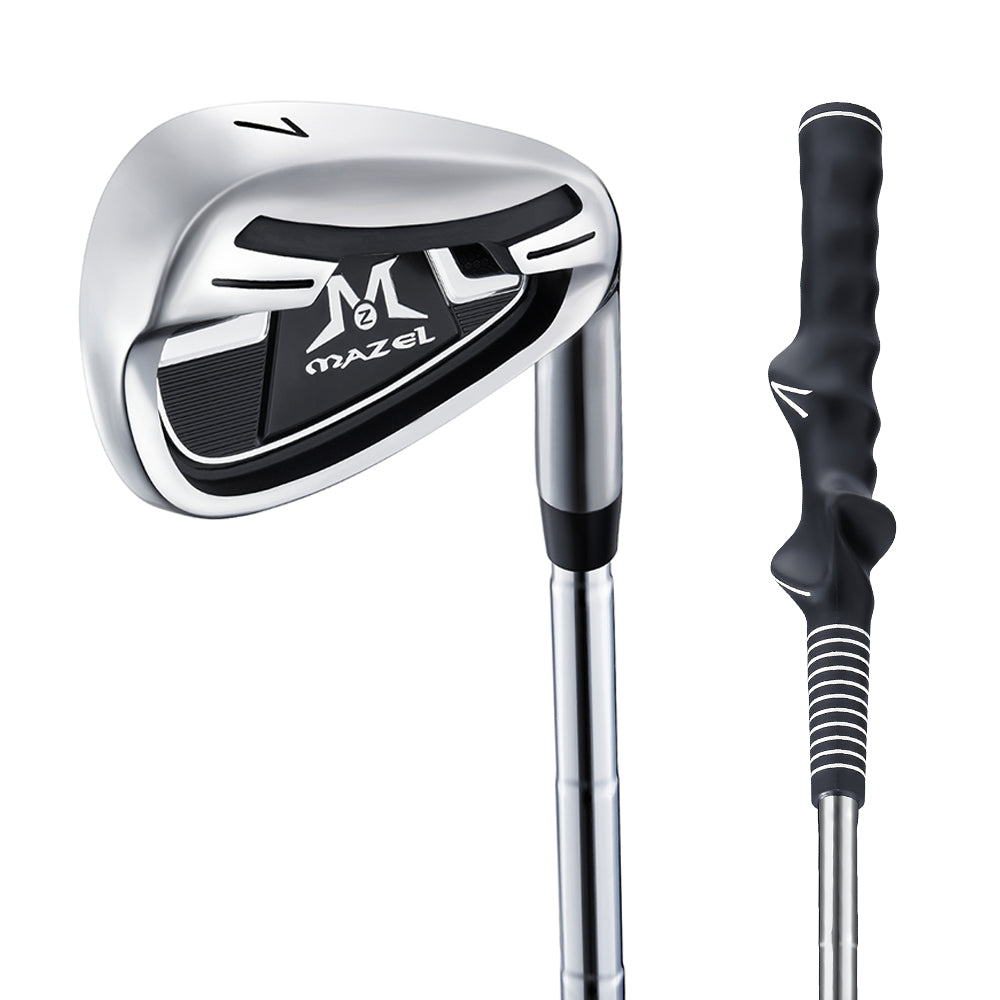 grey 7 iron golf swing trainer for adult beginners with ergonomic grip