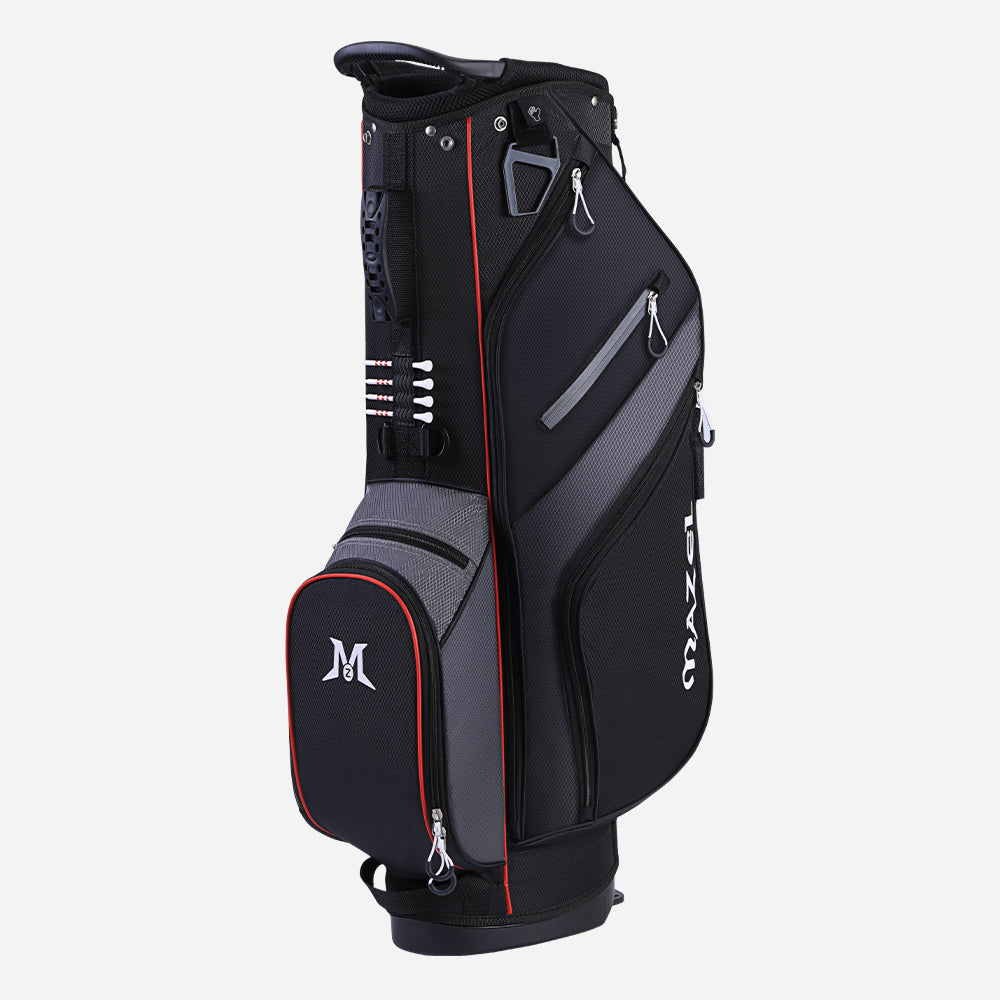 black golf bag for men with 6-way divider and cooler pocket