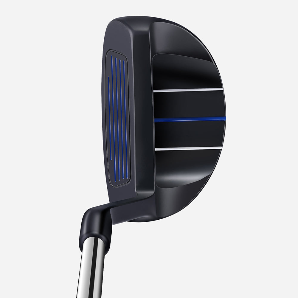 Top View of MAZEL 37° Black Golf Chipper Wedge Showing Pink and Black Alignment Lines for Accurate Chipping