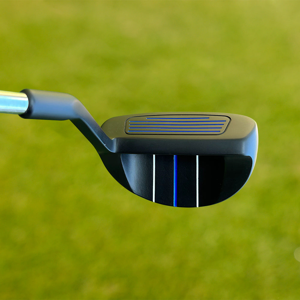 MAZEL 37° golf chipper positioned on the fringe ready for a short chip shot