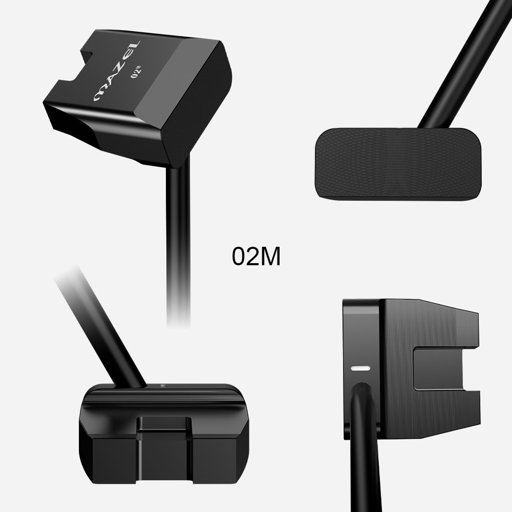 Front, back, side, and top views of Mini Golf Putter Trainer Aid showing its compact, balanced design.
