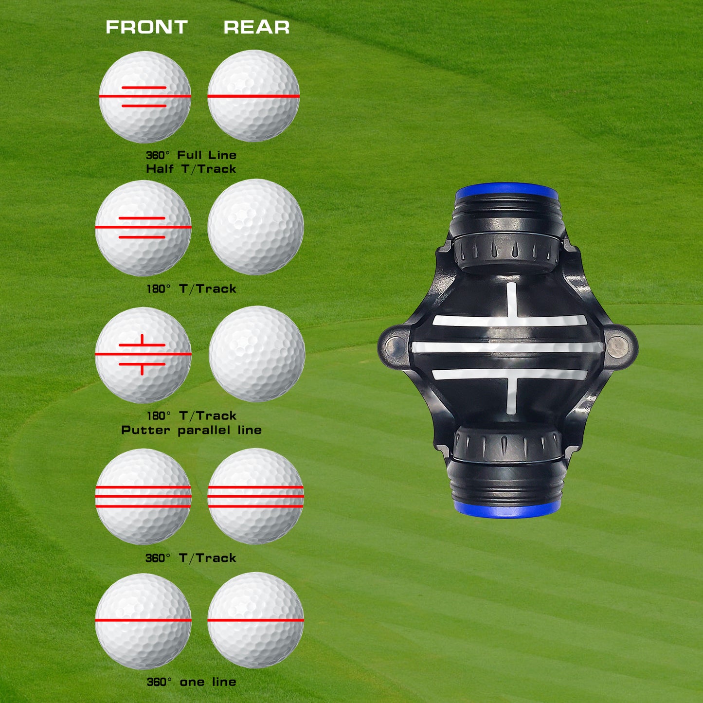 Mazel Golf ball with clean alignment lines marked for consistent putting