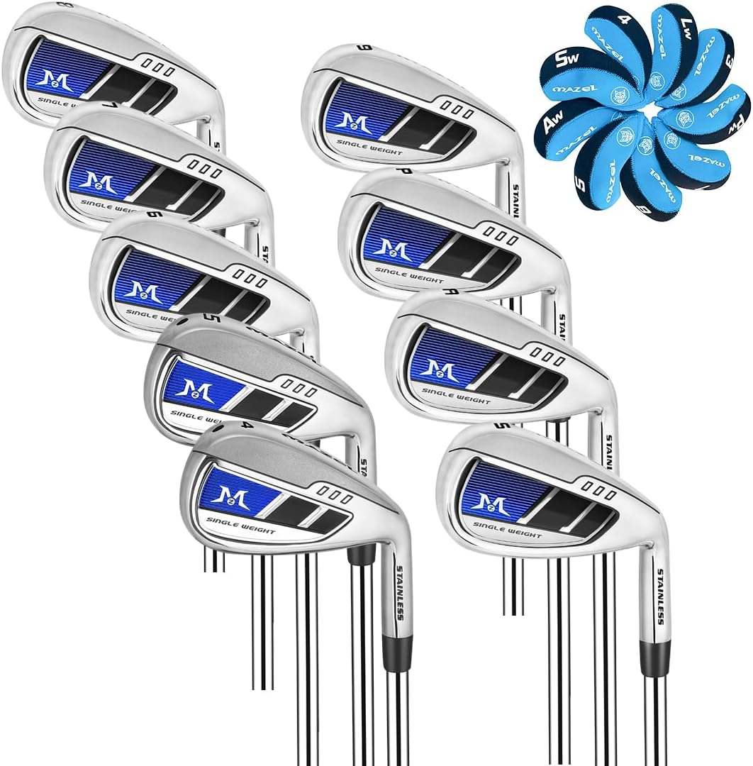 Mazel Single Length Iron Set for Men – Clubs (4-SW) Steel Shafts