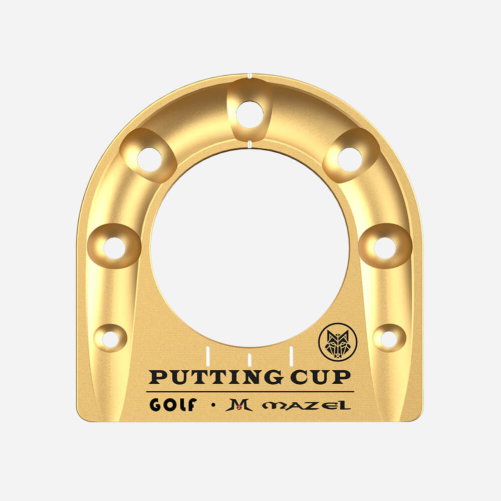 Top view of Gold Mazel Golf Putting Cup – premium aluminum golf practice cup for home, office, or outdoor putting