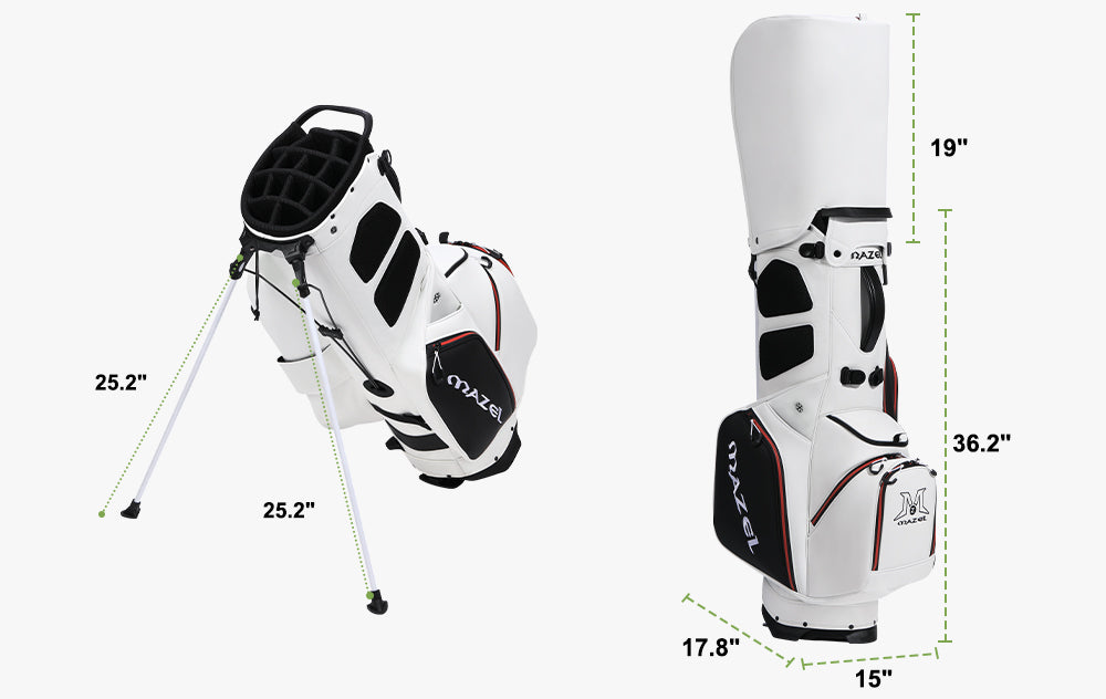 mazel golf close-up of premium waterproof and tear-resistant leather golf bag with sleek and durable finish