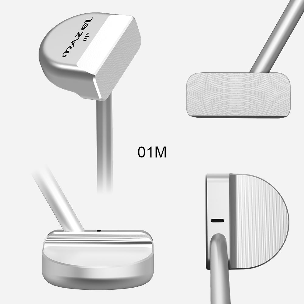 Mini Golf Putter Trainer Aid shown from four angles—front, back, side, and top—for accurate putting training.