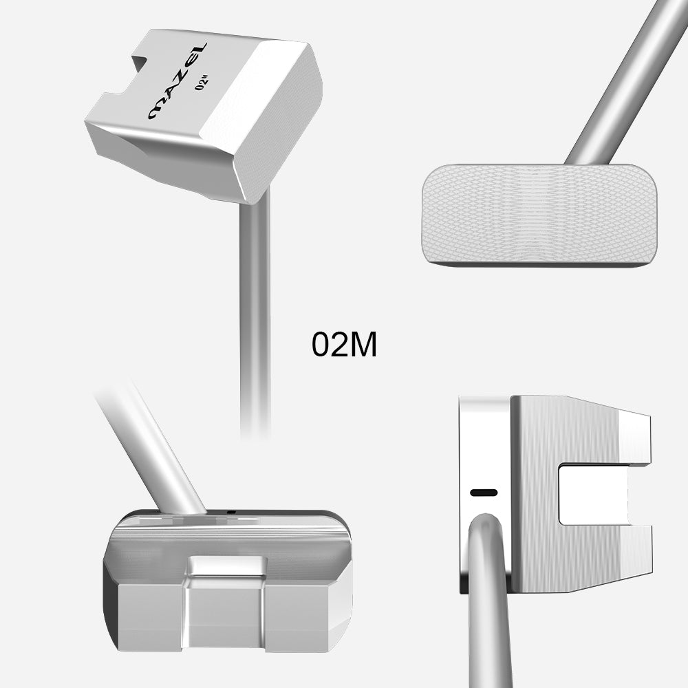 Mini Golf Putter Trainer Aid in four models and two colors—silver and black—shown together for comparison and selection.