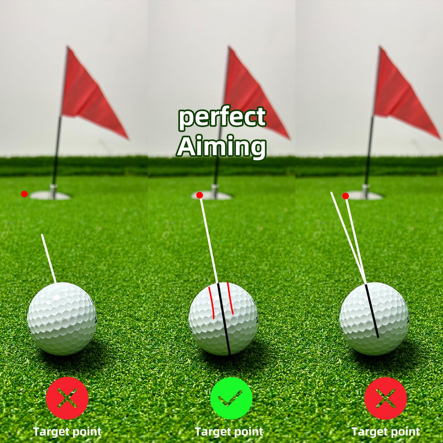 Mazel Golf drawing straight alignment lines on a golf ball using the line marker tool