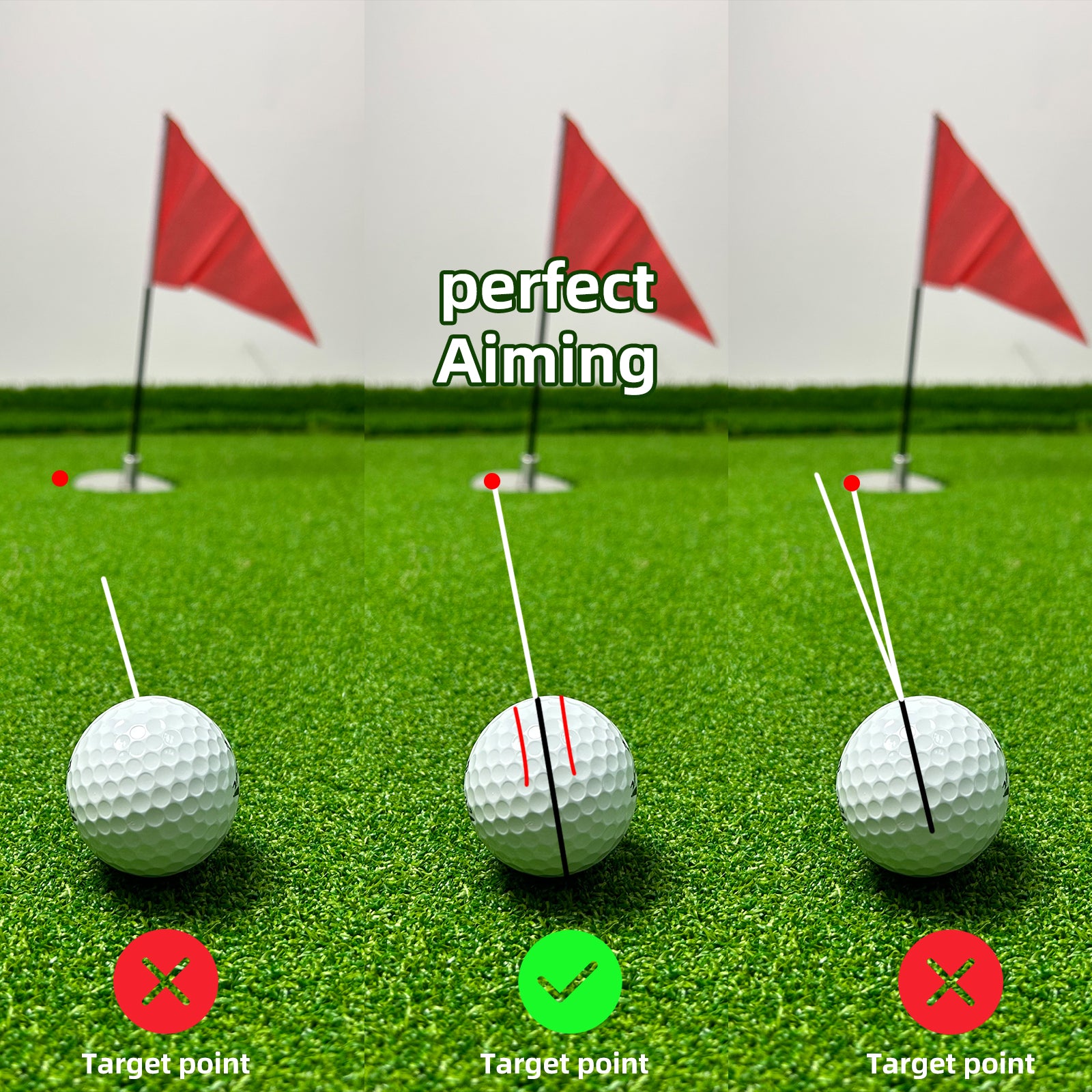 Mazel Golf drawing straight alignment lines on a golf ball using the line marker tool