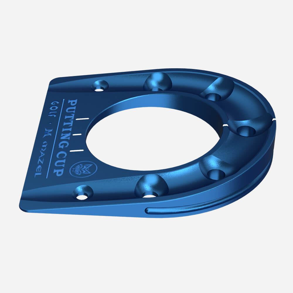 Side view of Blue Mazel Golf Putting Cup – premium golf practice cup for indoor and outdoor putting practice