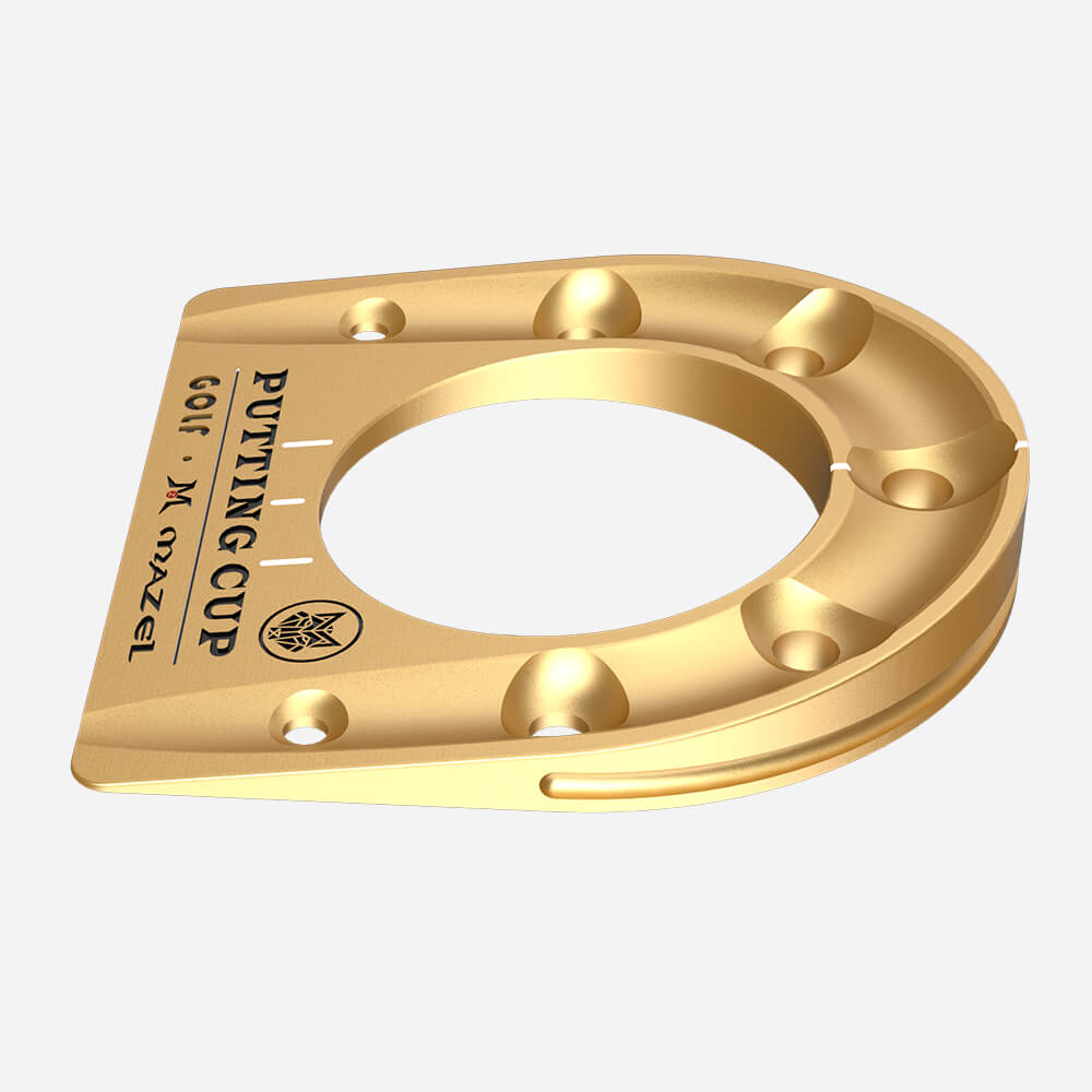 Side view of Gold Mazel Golf Putting Cup – durable golf practice trainer to improve putting accuracy and short game skills