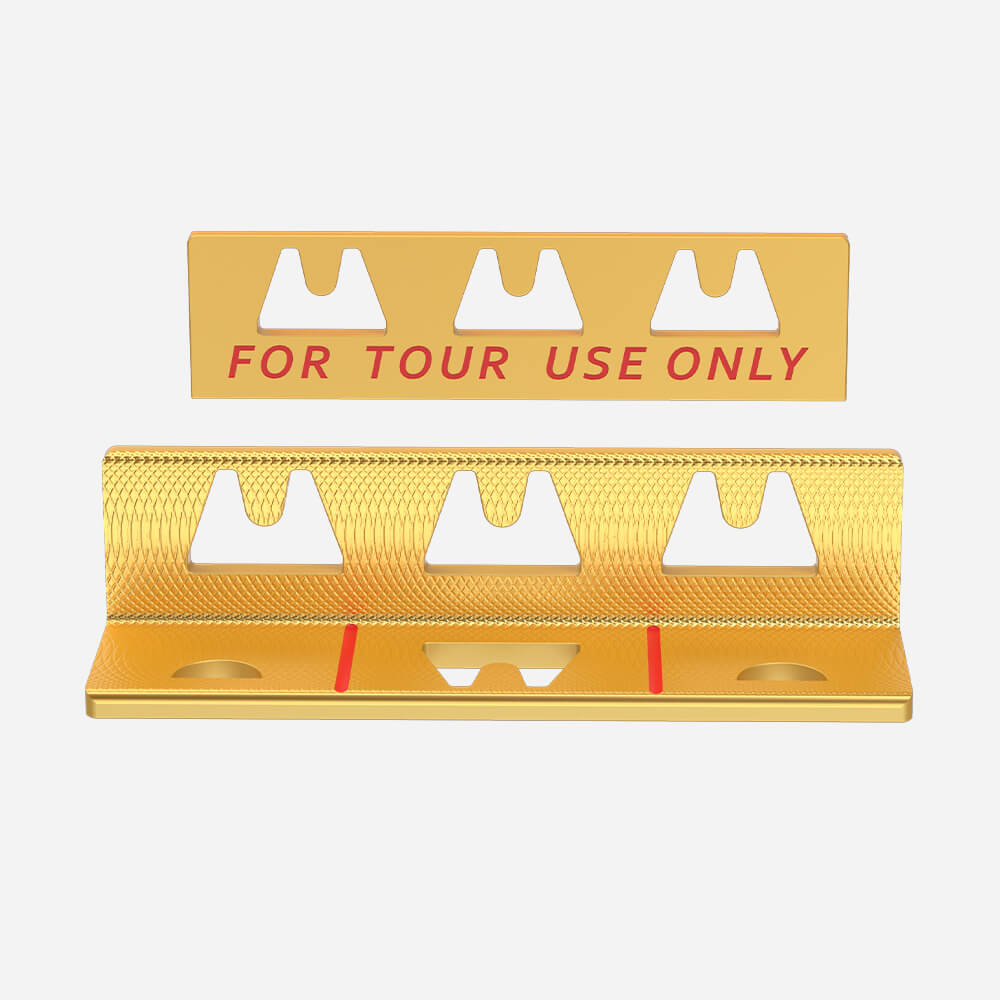 Mazel Golf Pro Putting Path Trainer in Gold, front view showing precision stroke alignment and putting path guide