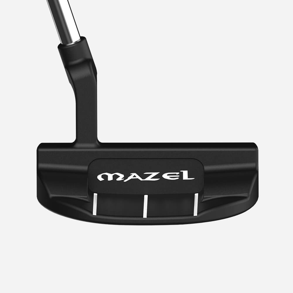 Alignment view of black Mazel Mallet Putter for straight, confident putts.