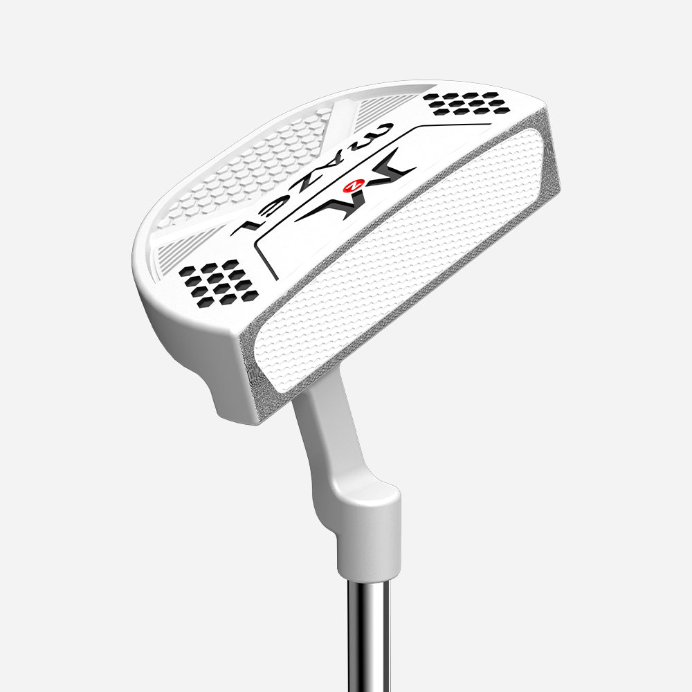 Front view of white Mazel Mallet Putter with smooth roll for easy, accurate putts.