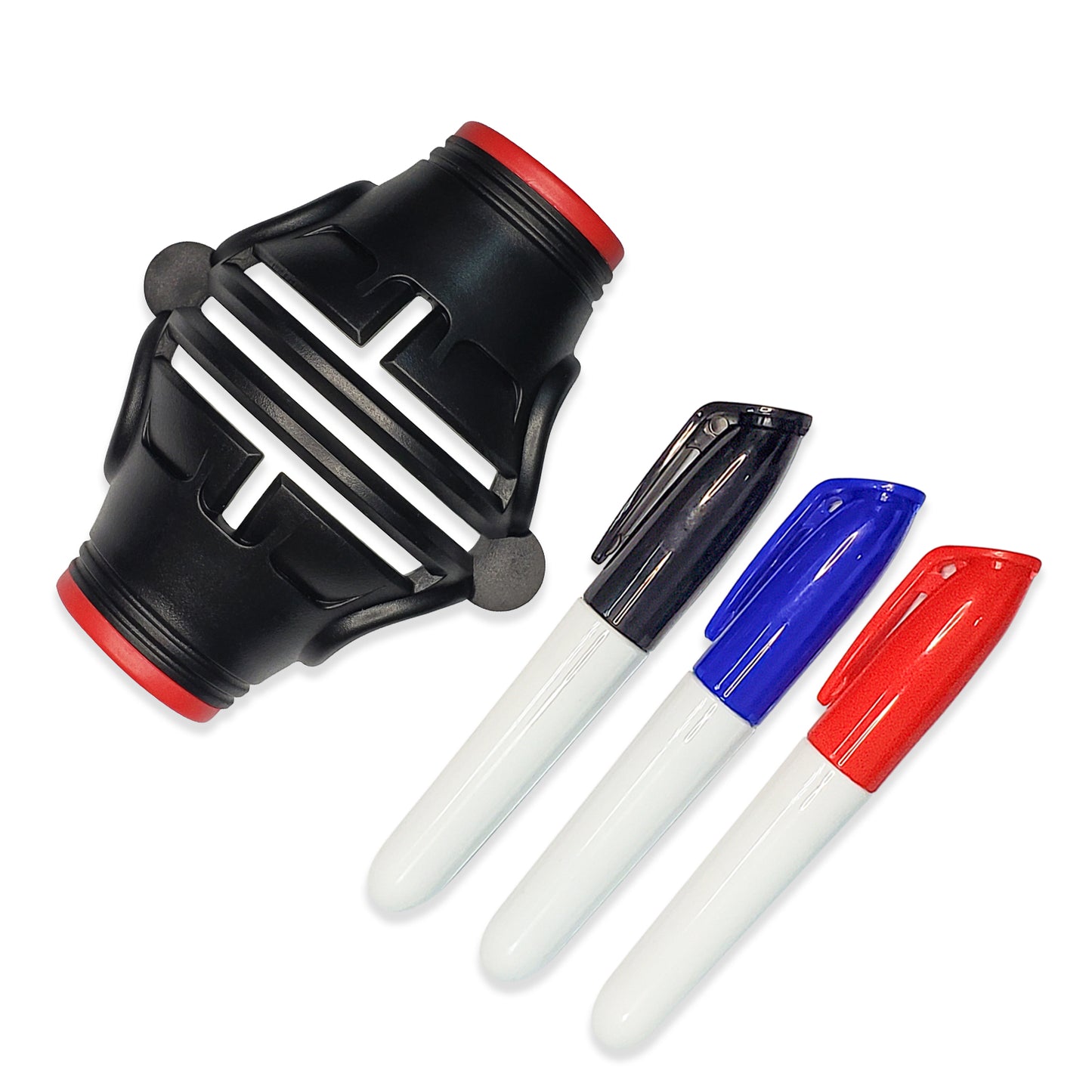 Mazel Golf red ball line marker tool for drawing straight alignment lines on a golf ball