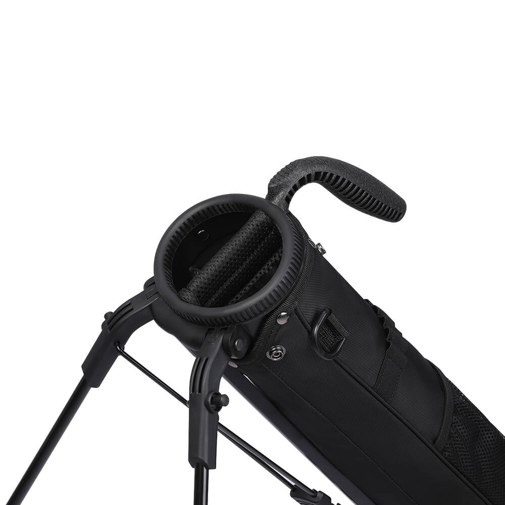 MAZEL Golf Black Lightweight Sunday Golf Bag – Top view, cylinder club storage with divider, reinforced handle