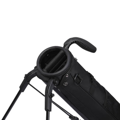 MAZEL Golf Black Lightweight Sunday Golf Bag – Top view, cylinder club storage with divider, reinforced handle