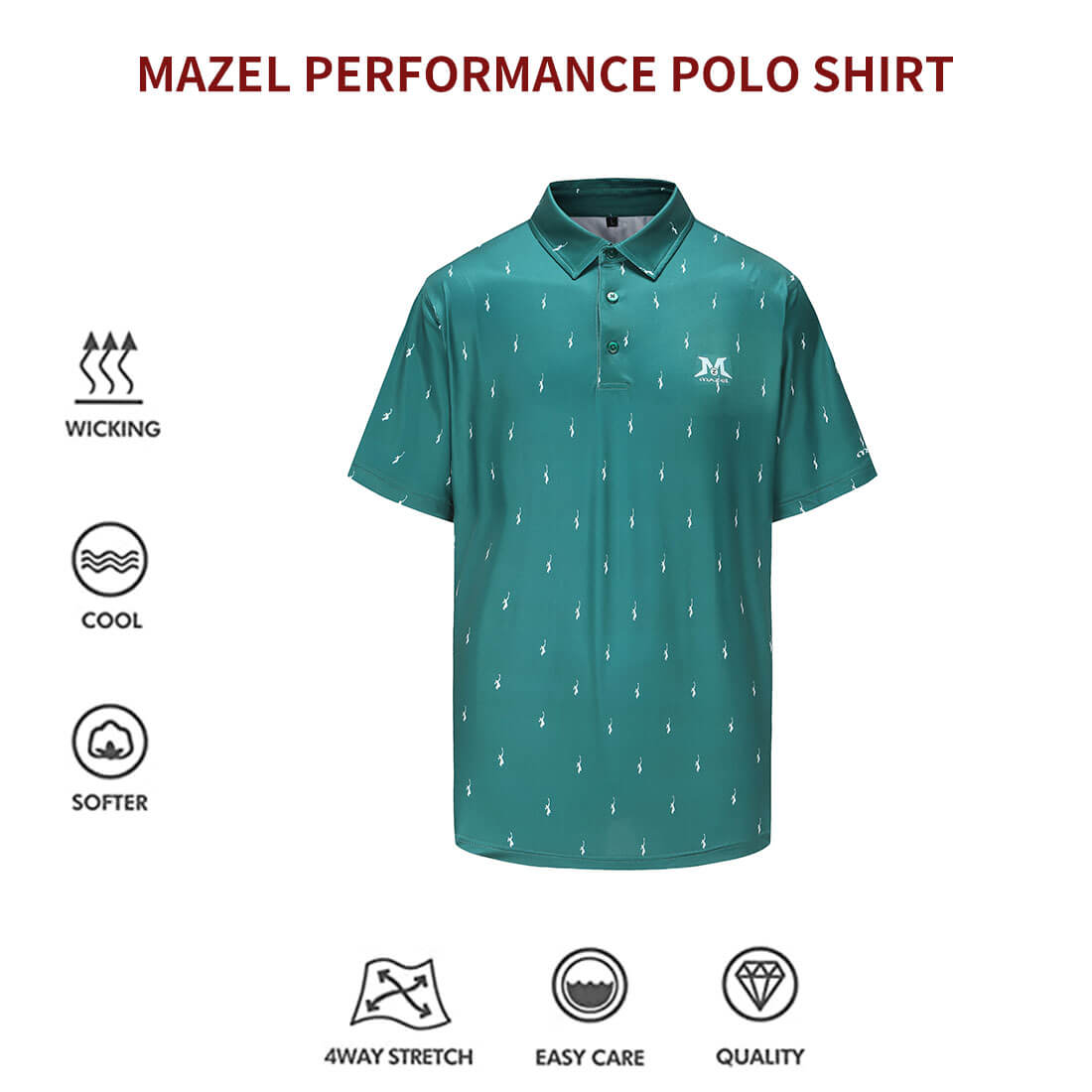 mazel print golf shirt green